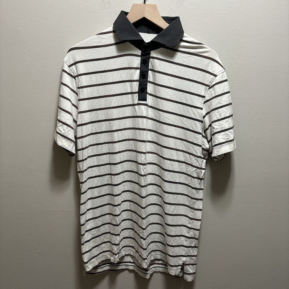 lululemon athletica Black and White Striped Polo Shirt